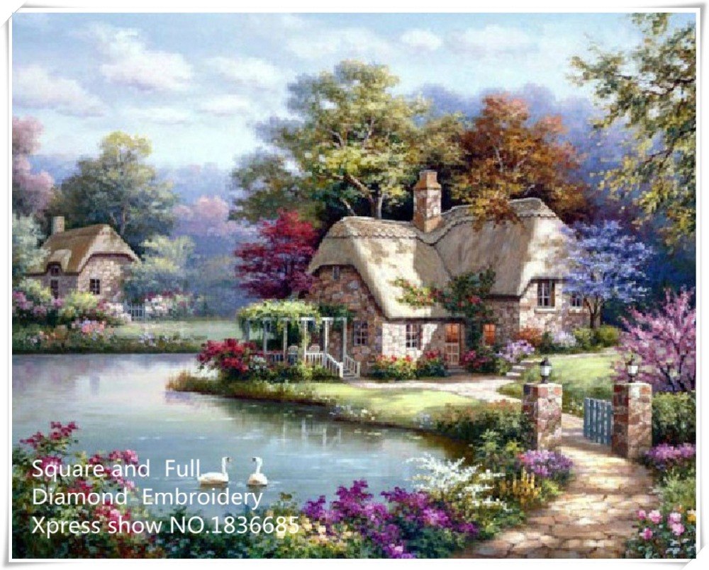 1000x805 Idyllic Cottages,5d Diamond Mosaic,wall Decor Dmc Diamond Painting - Idyllic Painting