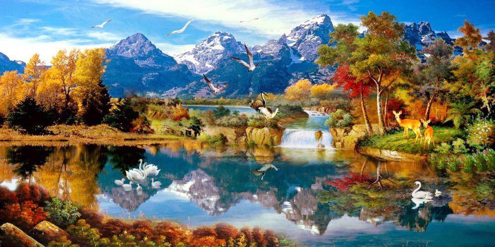 1000x500 Land Of Idyllic Beauty Scenery Full Drill Diamond Embroidery - Idyllic Painting