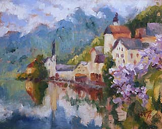 320x255 Niki Gulley Idyllic Village New Oil Painting From Austria - Idyllic Painting