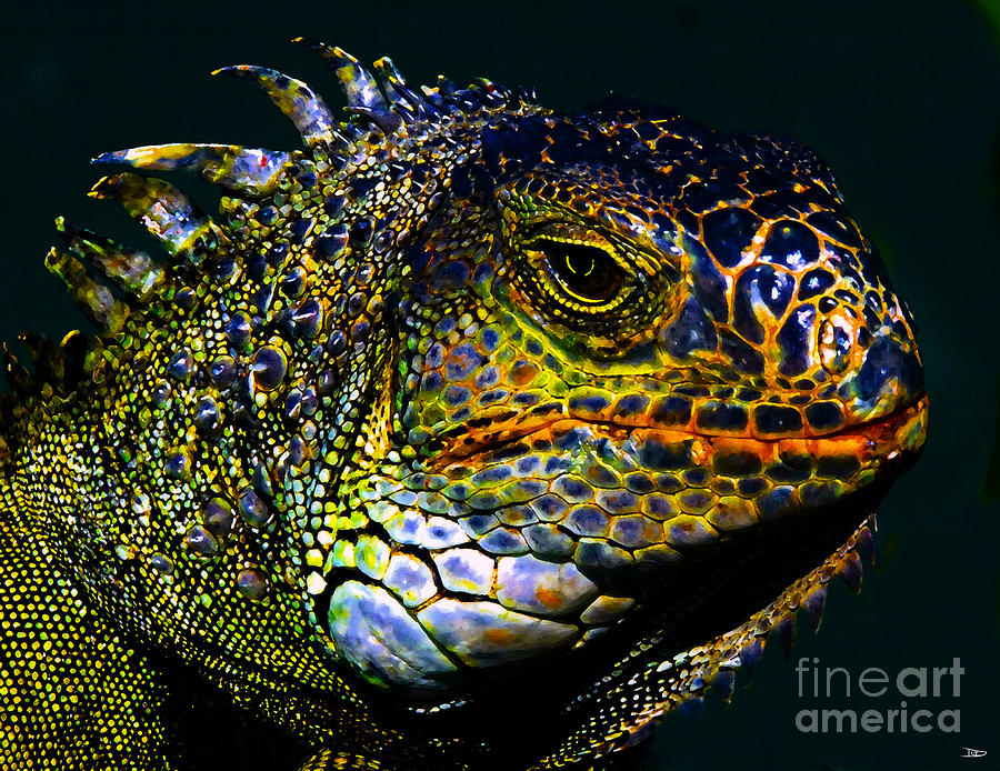 900x694 Iguana Painting By David Lee Thompson - Iguana Painting
