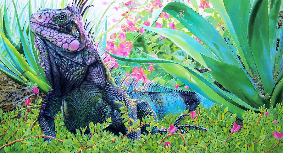 900x488 Iguana Painting By Denny Bond - Iguana Painting