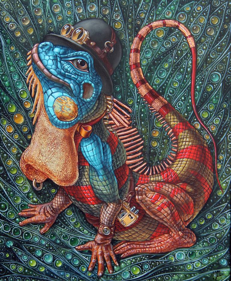 770x938 Saatchi Art Iguana Painting By Victor Molev - Iguana Painting
