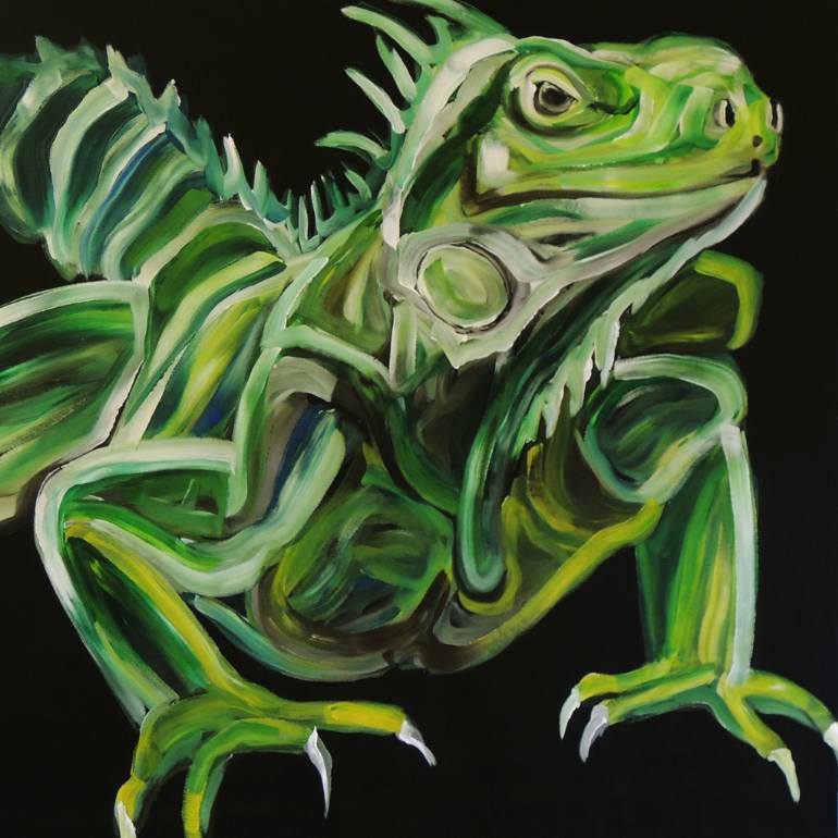 770x770 Saatchi Art Mexico Iguana Painting By Nathalie Letulle - Iguana Painting