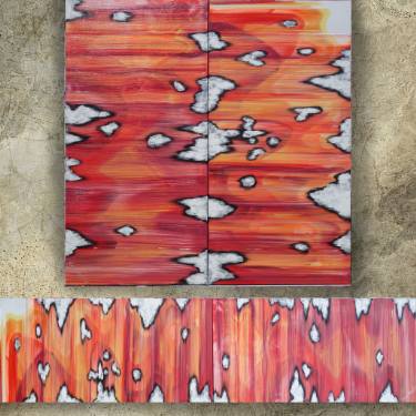 375x375 Saatchi Art Red Ikat Textured Diptych Modern Painting Decor - Ikat Painting