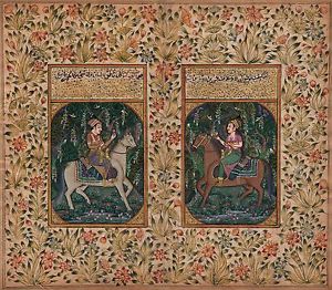300x262 Mughal Miniature Painting Handmade Illuminated Manuscript Mogul - Illuminated Manuscript Painting