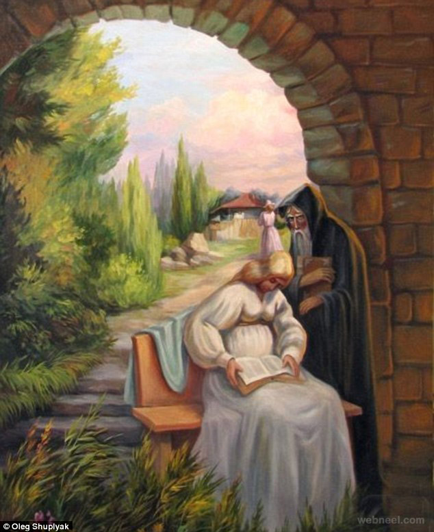 634x777 Oleg Shuplyak Illusion Painting Charles Darwin 8 - Illusion Painting