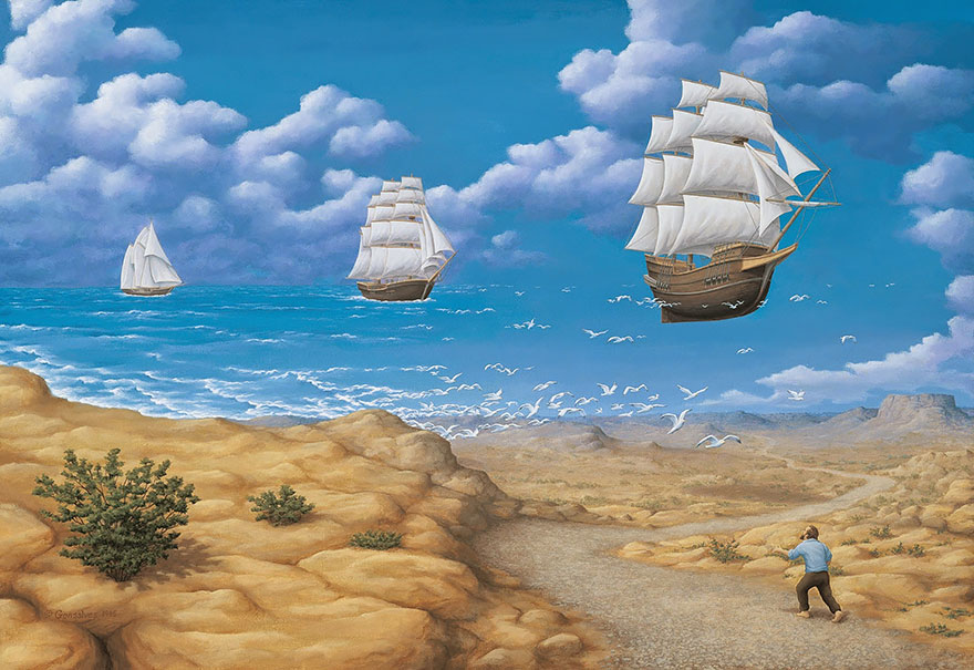 880x605 25 Mind Twisting Optical Illusion Paintings By Rob Gonsalves - Illusion Painting