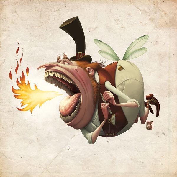 600x600 Zilber Fire Breathing Man Fairy Wings Funny Photoshop Illustration - Illustration Painting