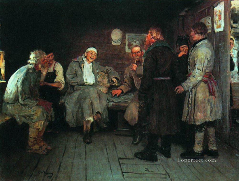 1000x756 Returning From The War 1877 Ilya Repin Painting In Oil For Sale - Ilya Repin Painting