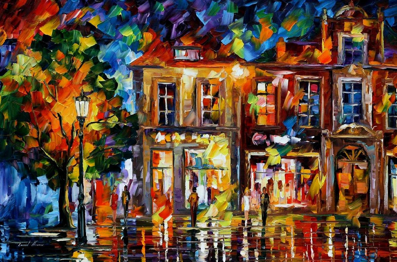 1337x882 Night Imagination Palette Knife Oil Painting On Canvas By Leonid - Imagination Painting