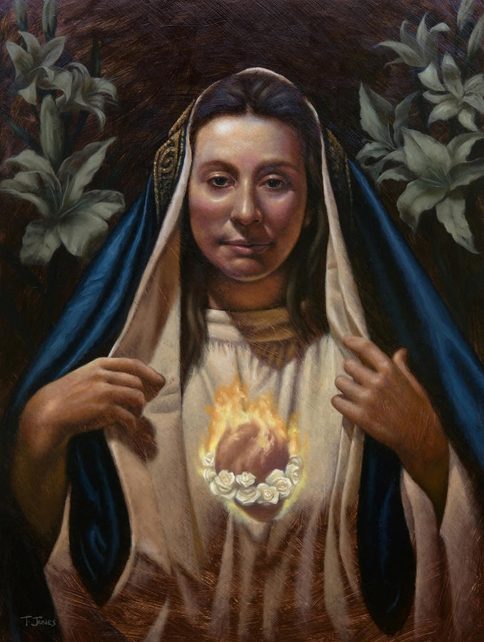 678x900 Immaculate Heart Painting By Timothy Jones - Immaculate Heart Of Mary Painting