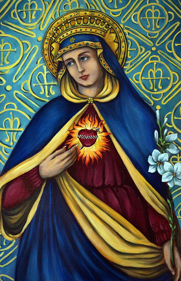 581x900 Immaculate Heart Painting By Valerie Vescovi - Immaculate Heart Of Mary Painting