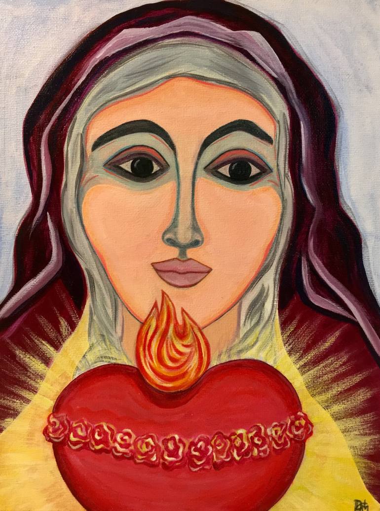 770x1036 Saatchi Art Immaculate Heart Of Mary Painting By Danielle Tayabas - Immaculate Heart Of Mary Painting
