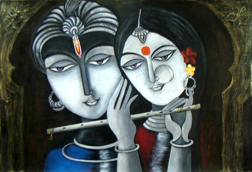 500x342 Immortal Love Radha Krishna Painting - Immortal Painting