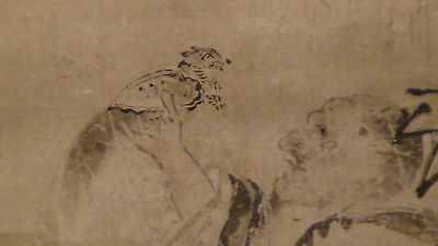 400x225 Antique 19c Japanese Meiji Sumi Scroll Painting Of Immortal - Immortal Painting