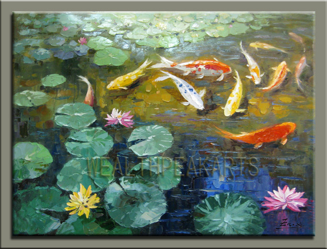640x488 Koi Fish Paintig,original Oil Painting,impasto Oil On Canvas,made - Impasto Oil Painting