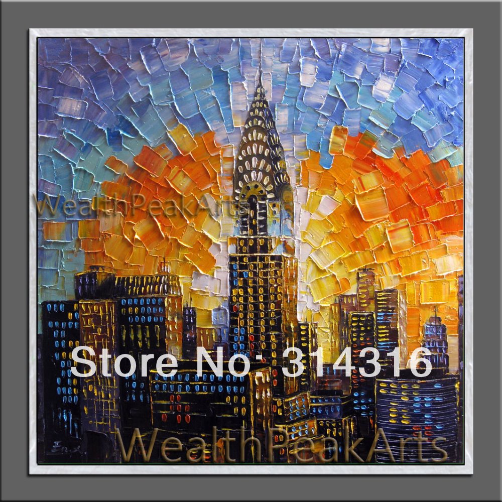 1000x1000 Original Oil Painting,chrysler Building Pinting,new York City - Impasto Oil Painting
