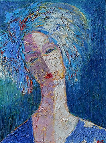 370x500 Woman Female Portrait Artwork Impasto Painting On Canvas 12x16 - Impasto Painting