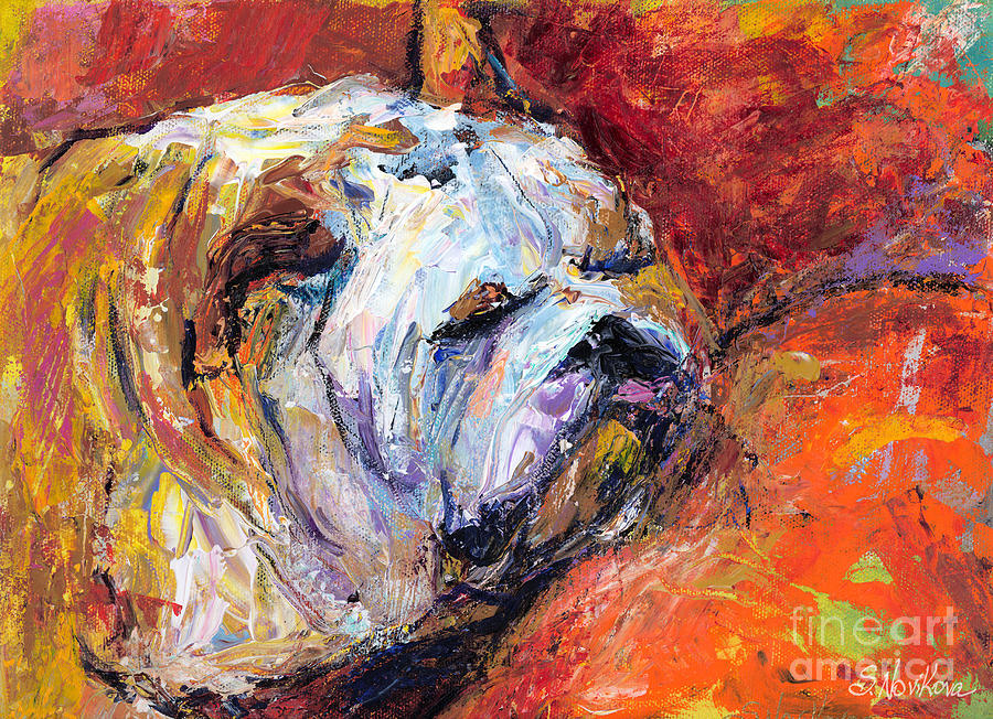 900x652 Bulldog Portrait Painting Impasto Painting By Svetlana Novikova - Impasto Painting