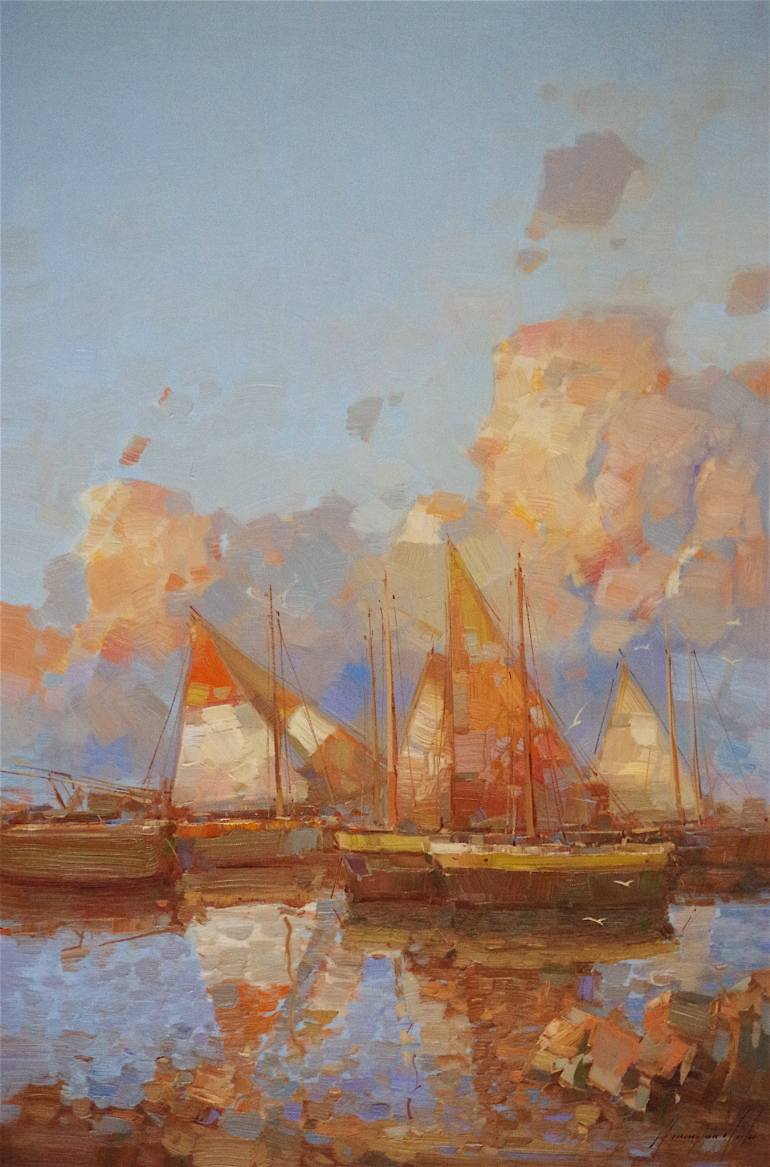 770x1167 Saatchi Art Sail Boats, Original Oil Painting, Seascape, Handmade - Impressionism Oil Painting