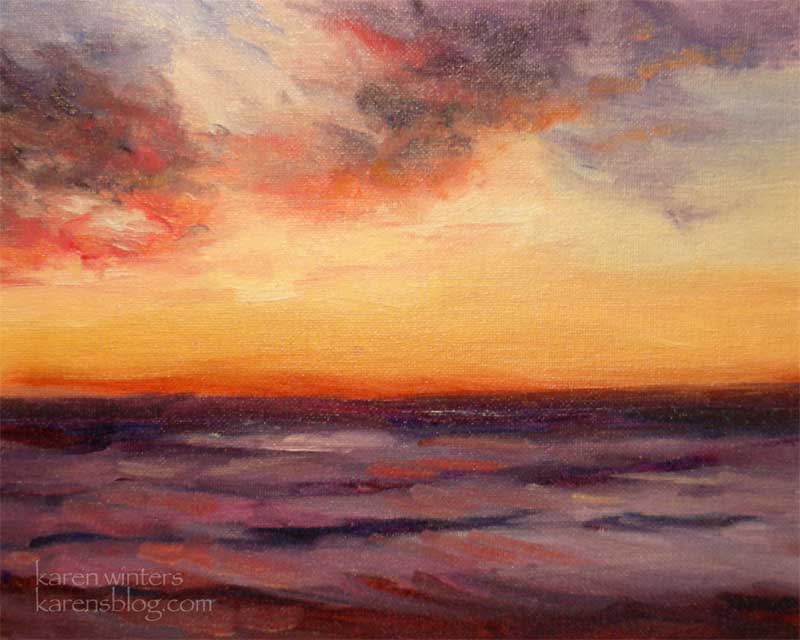 800x640 Huntington Beach Seascape Impressionist Oil Painting By Karen - Impressionist Beach Painting