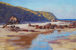 300x200 Original Oil Seascape Impressionist Beach Painting Coastal Fine - Impressionist Beach Painting