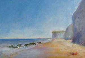 300x203 Original Oil Painting, 8x12 Inch Impressionist Beach Scene - Impressionist Beach Painting