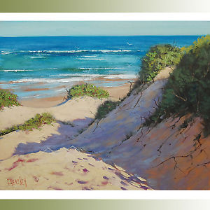 300x300 Beach Oil Painting Impressionist Sand Dunes Surf Linen Canvas - Impressionist Beach Painting