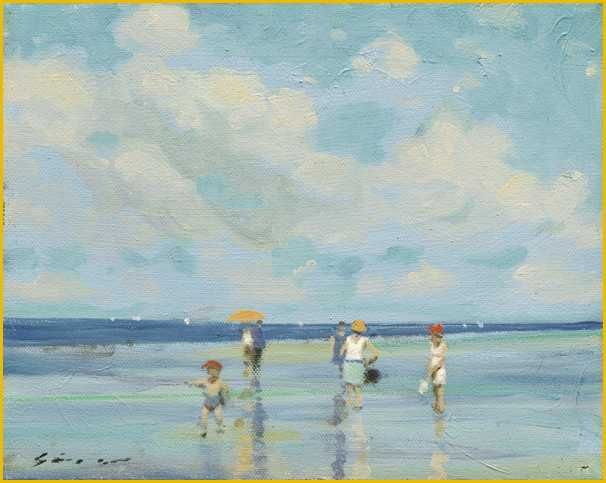 606x483 Impressionist Art - Impressionist Beach Painting