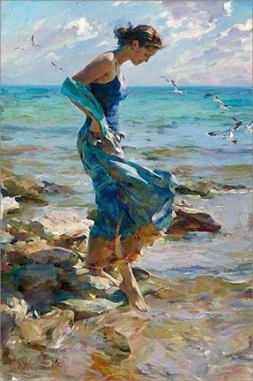 366x550 This Is So Pretty. I Wish I Could Paint Like That. Art - Impressionist Beach Painting
