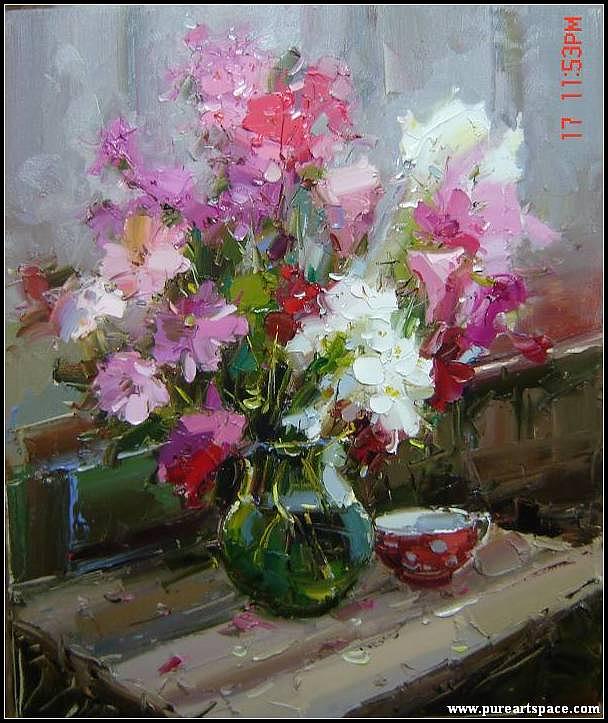 608x723 Impressionist Flower Painting By Antonio - Impressionist Flower Painting