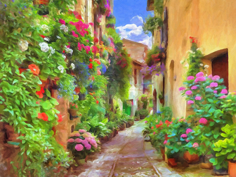 900x675 Italian Flowers Painting By Impressionist Art - Impressionist Flower Painting