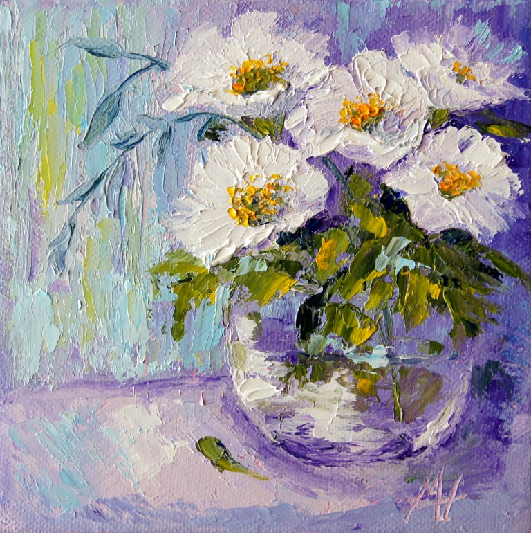 768x770 Palette Knife Painters, International Impressionist Floral - Impressionist Flower Painting