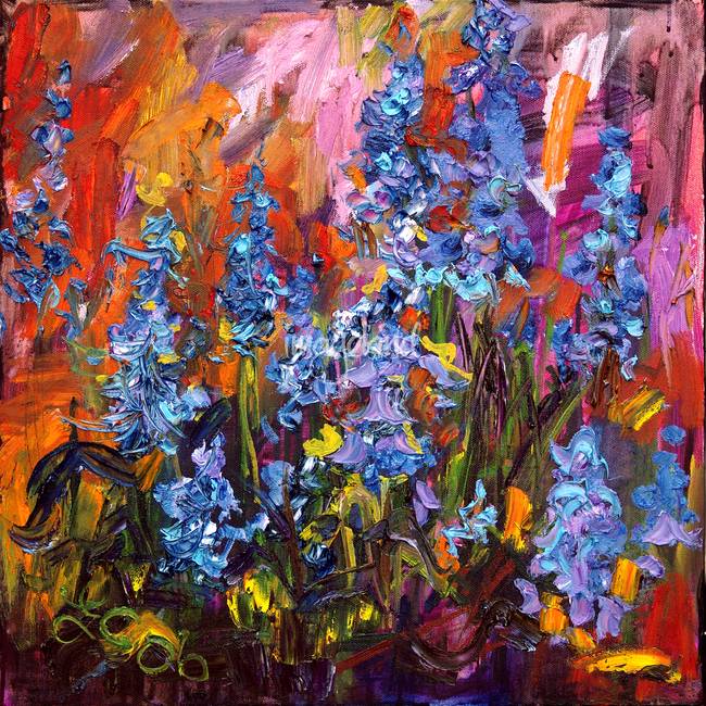 650x650 Bluebells Impressionist Flower Oil Painting By Gin By Ginette Callaway - Impressionist Flower Painting