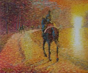 300x249 Into The Sunset. Impressionist Horse Oil Painting - Impressionist Horse Painting