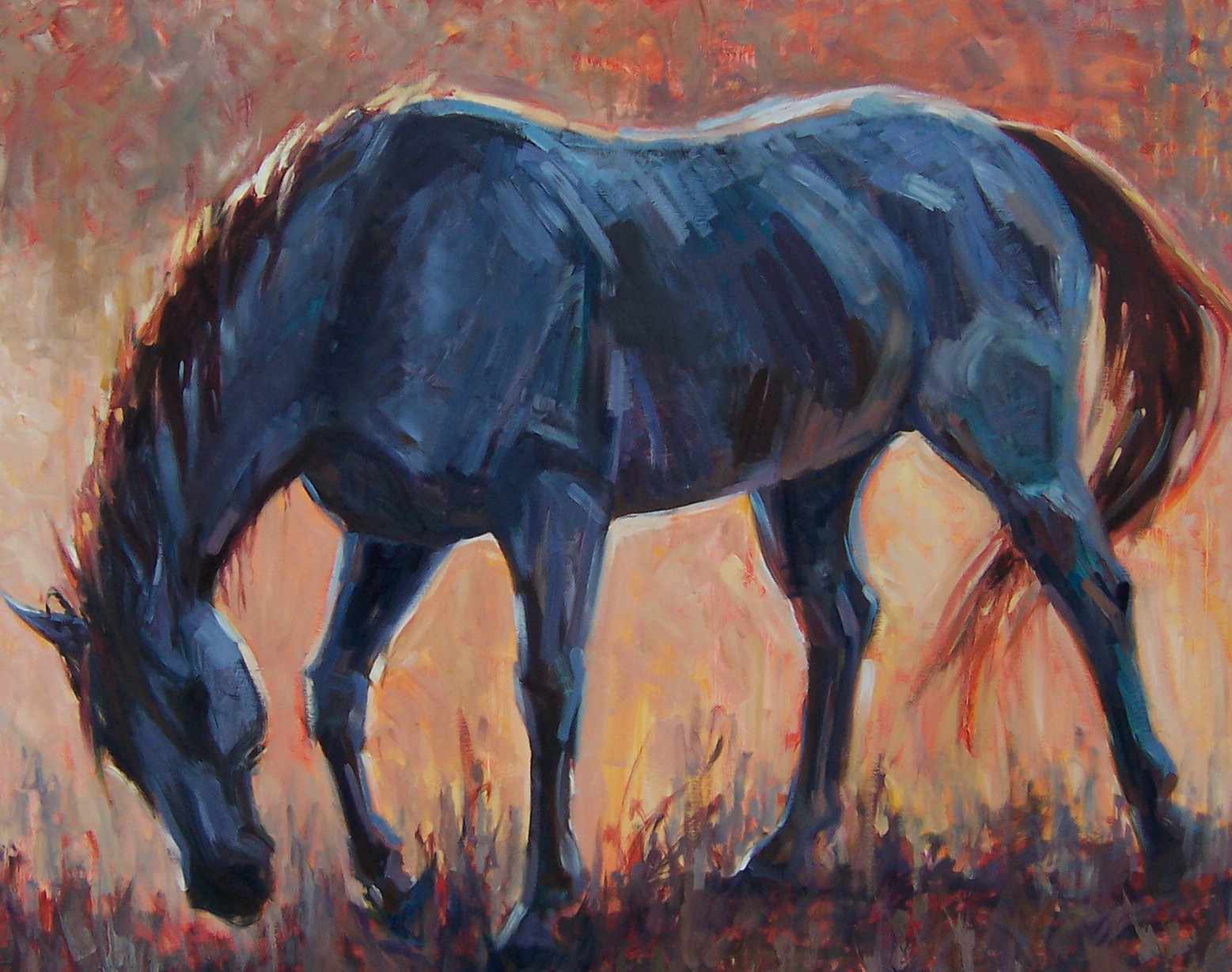 1557x1229 Wildlife Art International Mustang Sally Original Oil Horse - Impressionist Horse Painting