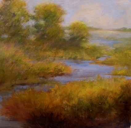 425x415 Modern Impressionist Landscape Painting Marsh Water And Trees - Impressionist Landscape Painting