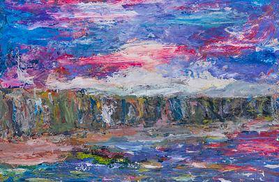400x261 Blue Impressionist Landscape Painting Of The Peruvian Coast - Impressionist Landscape Painting