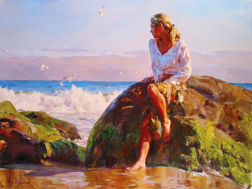 1024x768 Pretty Girl Seagull Mig 45 Impressionist Painting In Oil For Sale - Impressionist Oil Painting