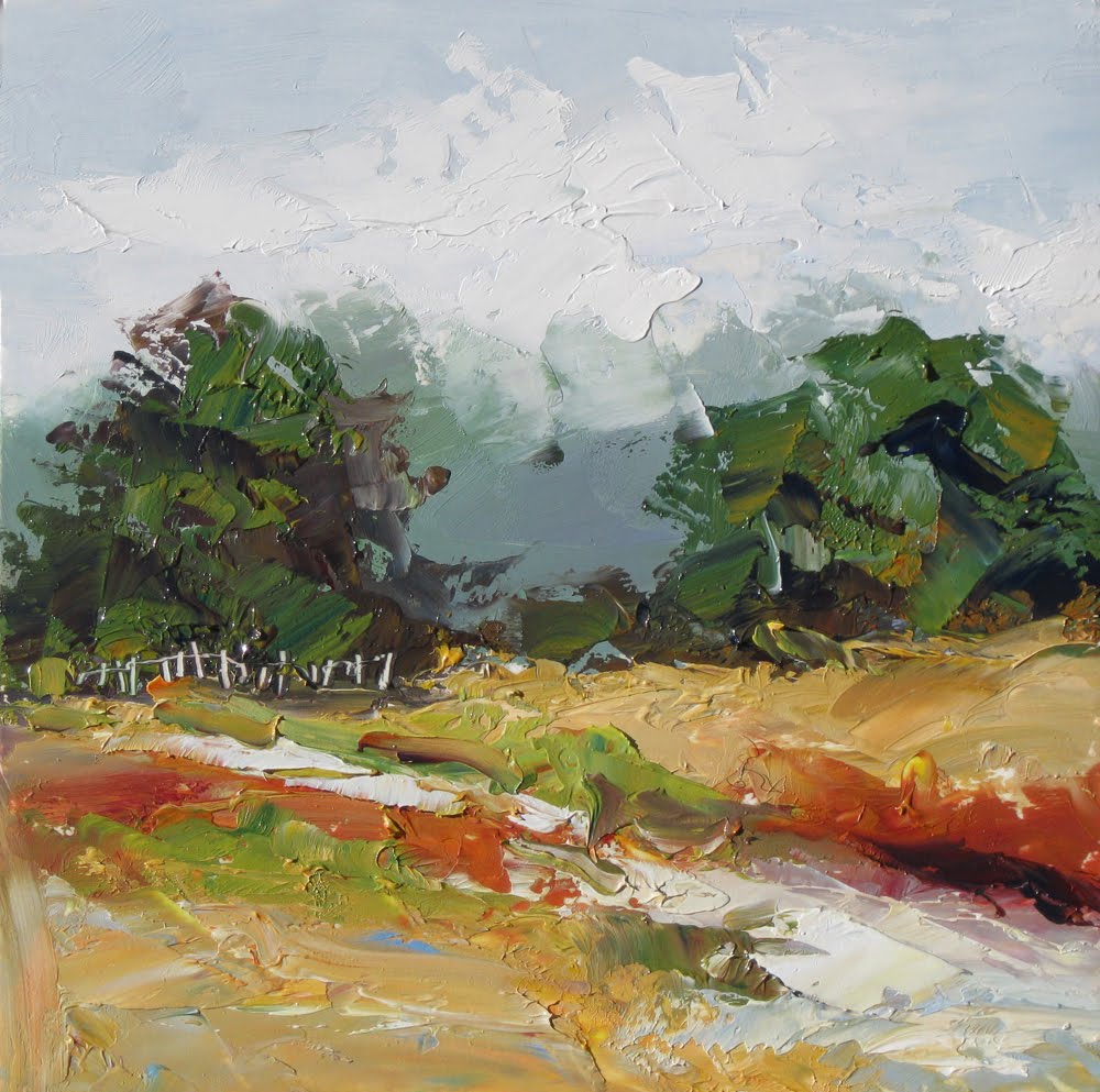 1000x993 Tom Brown Fine Art Landscape With Fence, Impressionist Oil - Impressionist Oil Painting