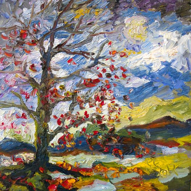 650x650 Impressionist Autumn Tree Red Leaves Oil Painting By Ginette Callaway - Impressionist Tree Painting