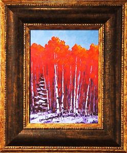 248x300 Original Tree Painting Aspen Trees Artwork Mountain Landscape Art - Impressionist Tree Painting