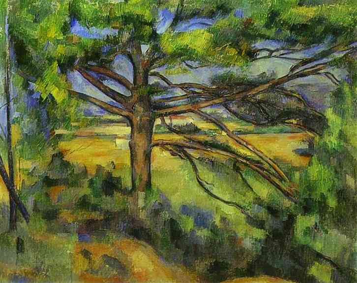 726x575 Pine Tree Near Aix By Paul Cezanne - Impressionist Tree Painting