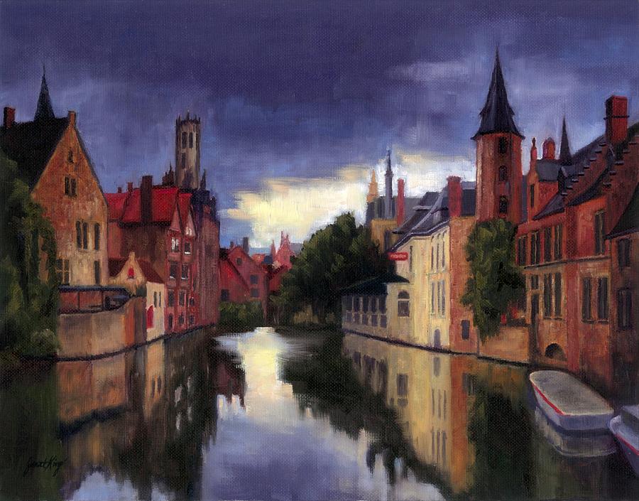 900x705 Bruges Belgium Canal Painting By Janet King - In Bruges Painting