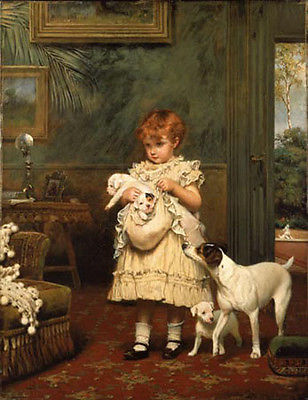 308x400 Art Oil Painting Charles Burton Barber In Disgrace Little Girl - In Disgrace Painting