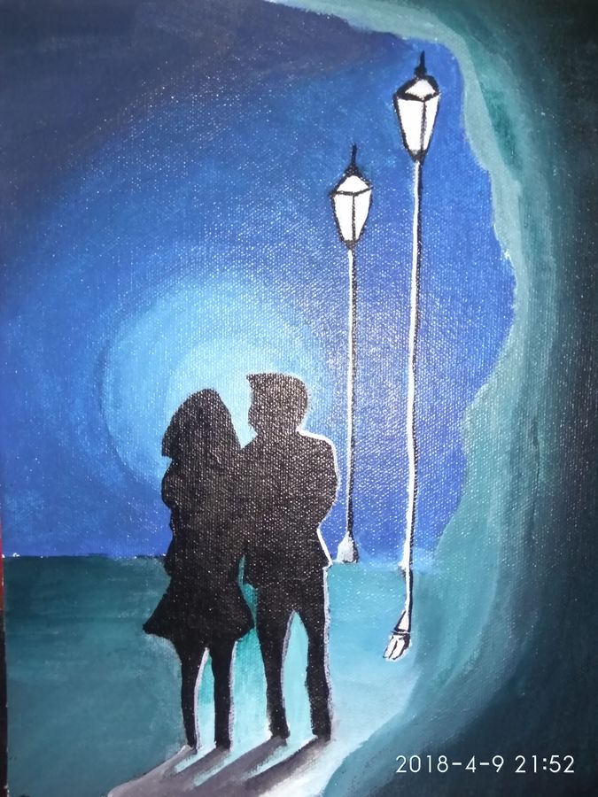 675x900 Couple Deeply In Love Painting By Artist Rishma Patel - In Love Painting