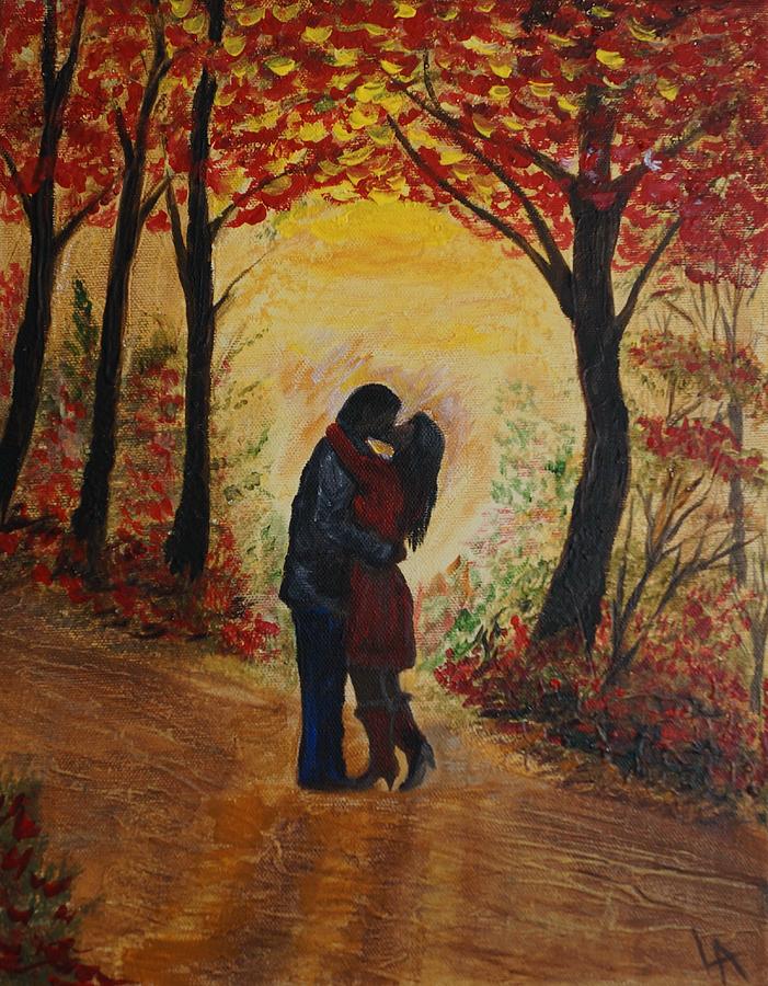 701x900 Mountainside Kiss Painting By Leslie Allen - In Love Painting