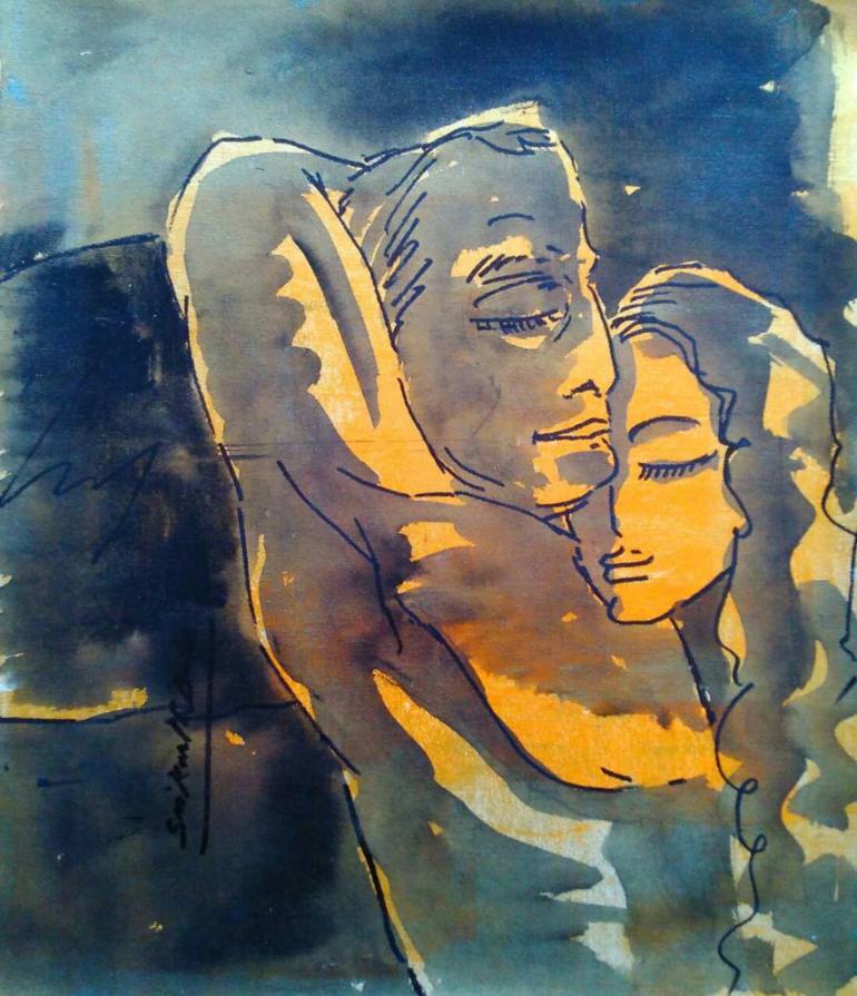 770x895 Saatchi Art Couple Love Painting By Sreenivasula Reddy - In Love Painting