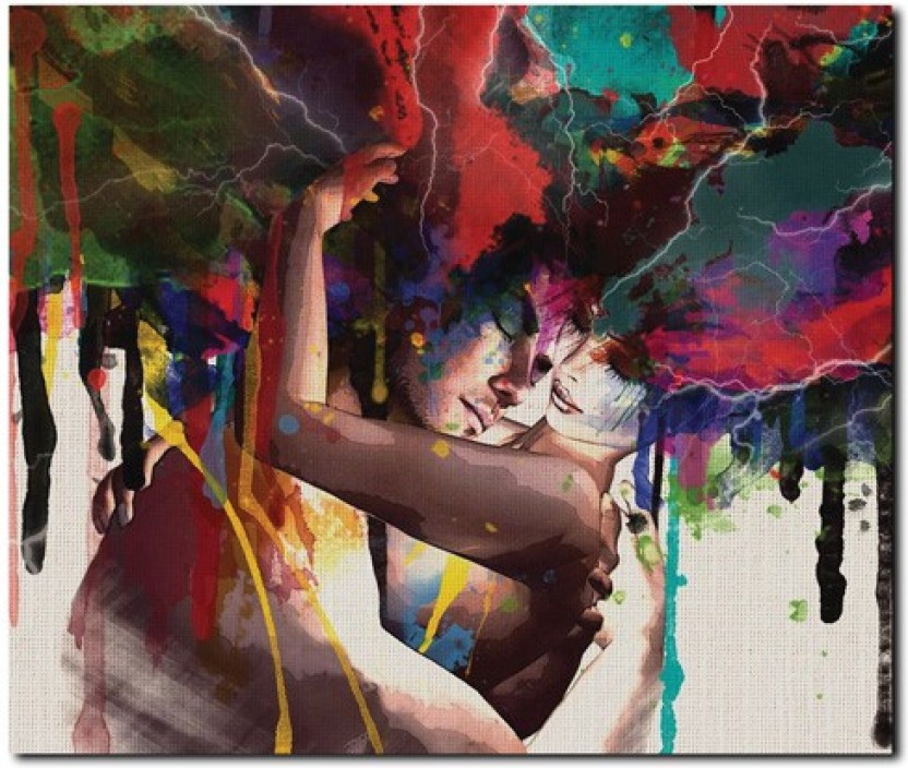 832x704 Stybuzz Couple In Love Modern Art Frameless Canvas Art - In Love Painting