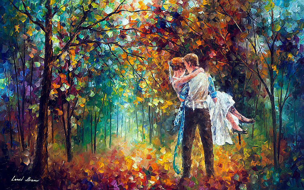 1000x624 The Moment Of Love Palette Knife Oil Painting On Canvas By - In Love Painting